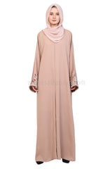 Open Abaya With Embroidered Sleeves