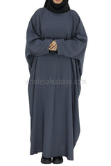 Plain Closed Butterfly Abaya With Inner Belt Slate Grey