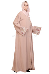 Open Abaya With Embroidered Sleeves