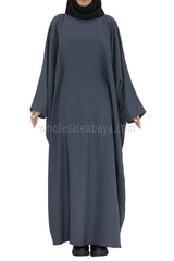 Plain Closed Butterfly Abaya With Inner Belt Slate Grey