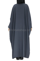 Plain Closed Butterfly Abaya With Inner Belt Slate Grey