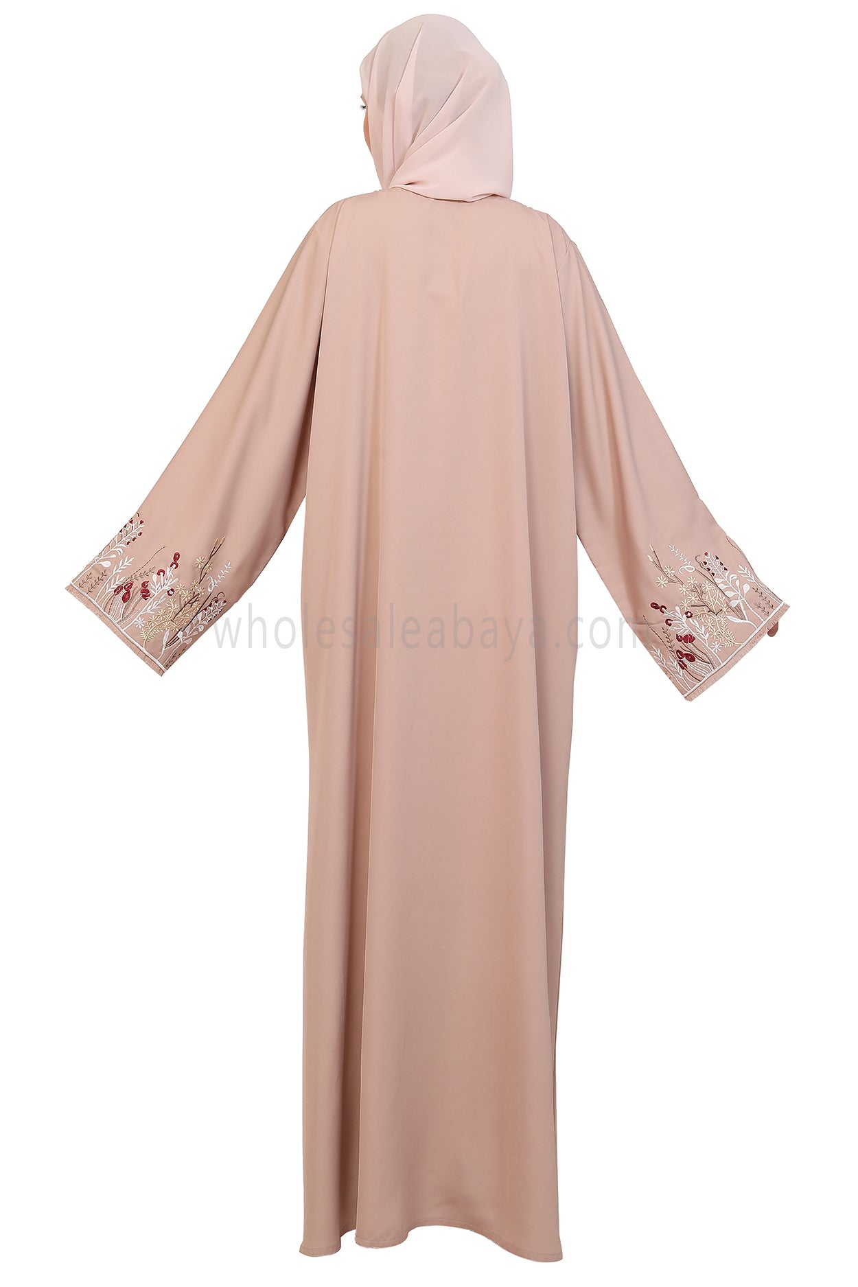 Open Abaya With Embroidered Sleeves