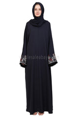 Open Abaya With Embroidered Sleeves