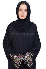 Open Abaya With Embroidered Sleeves