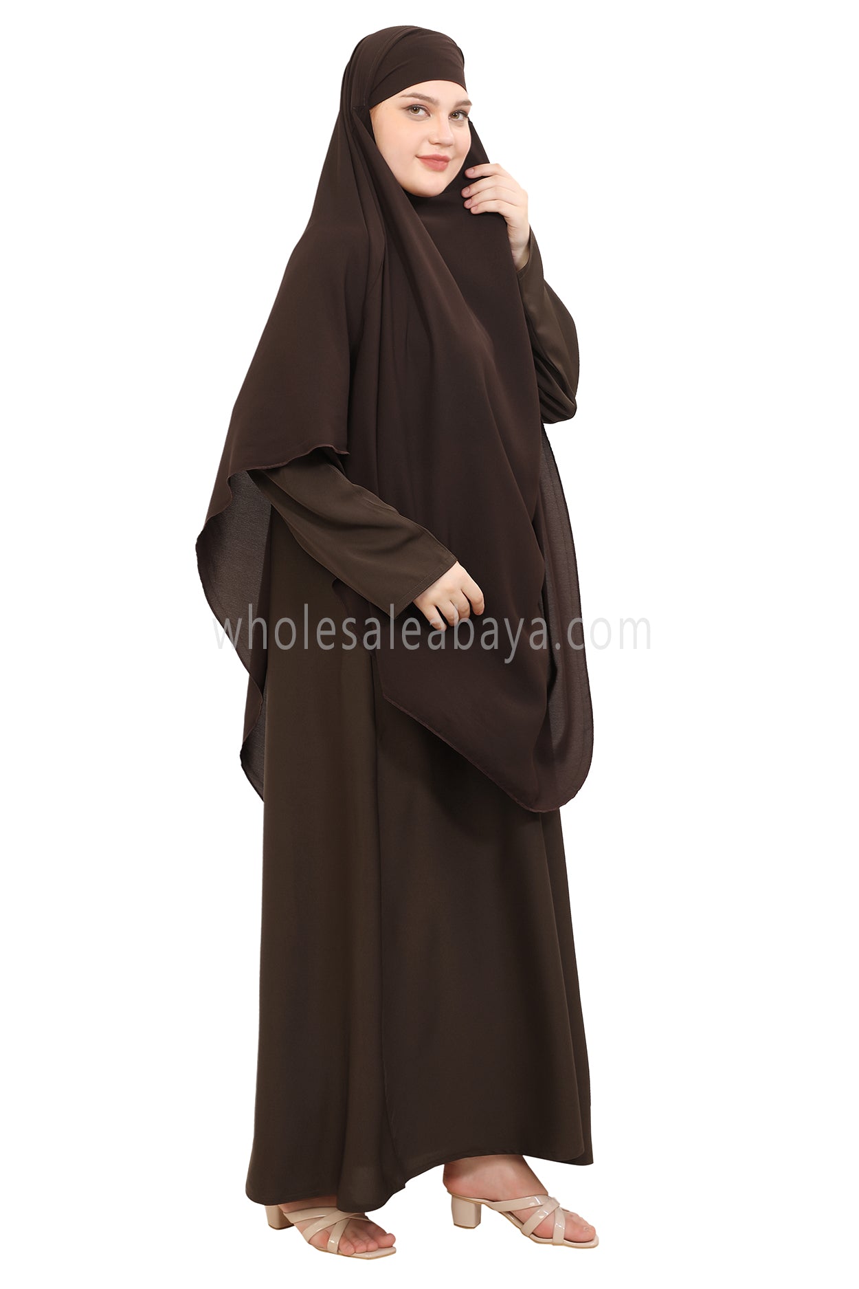Free Size Premium Khimar Chocolate Brown 50041