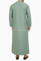 Men's Embroidered Omani Thoube With Tassel 90074 Pistachio Green