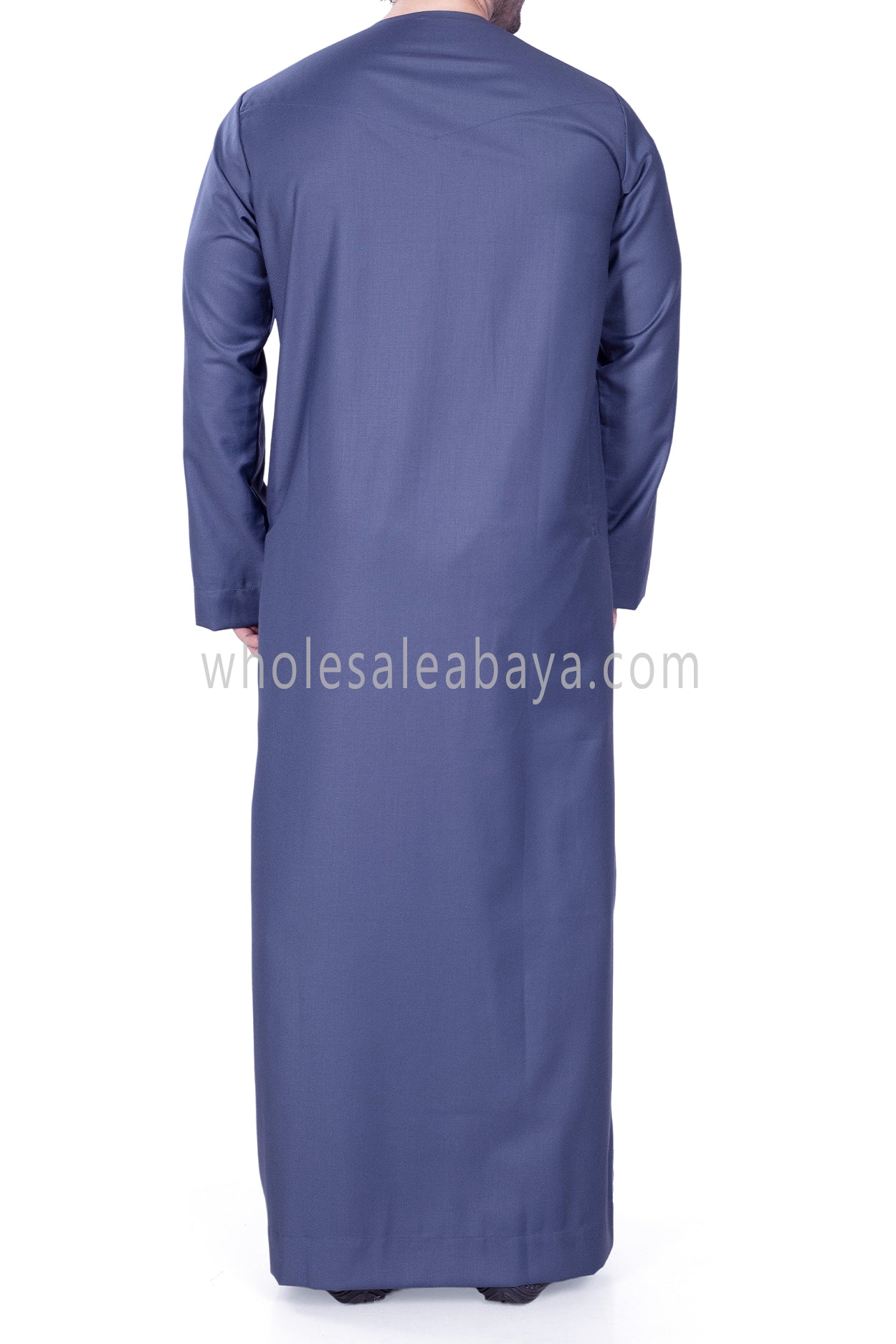 Men's Classic Plain Omani Thoube With Front Zip Blue Grey