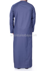 Men's Classic Plain Omani Thoube With Front Zip Blue Grey