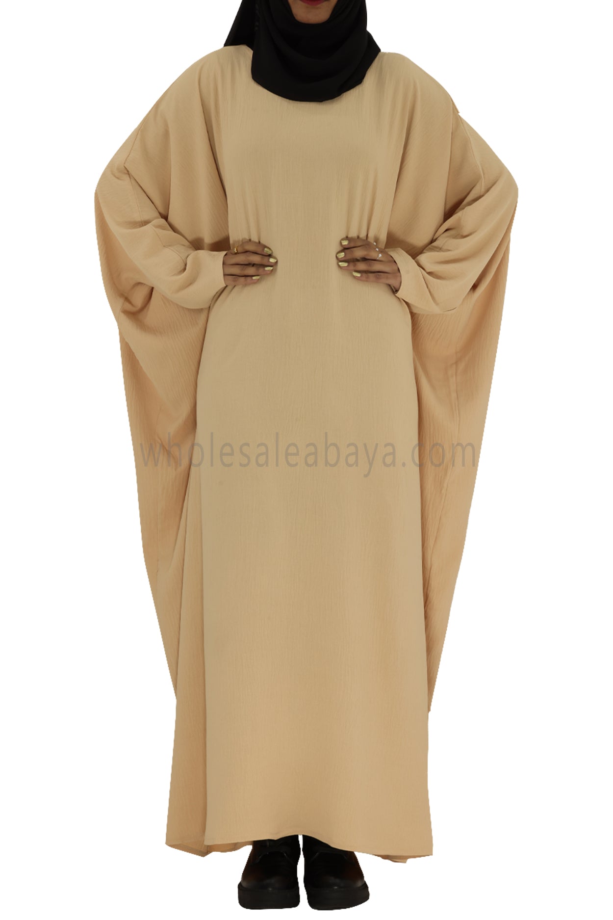 Plain Closed Butterfly Abaya With Inner Belt CY Crepe