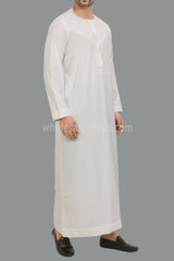 Men's Embroidered Omani Thoube With Tassel 90074  White