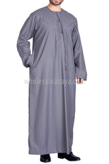 Men's Premium Emirati Thoube  With Buttons & Tassel Aegan Grey