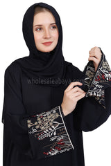 Open Abaya With Embroidered Sleeves