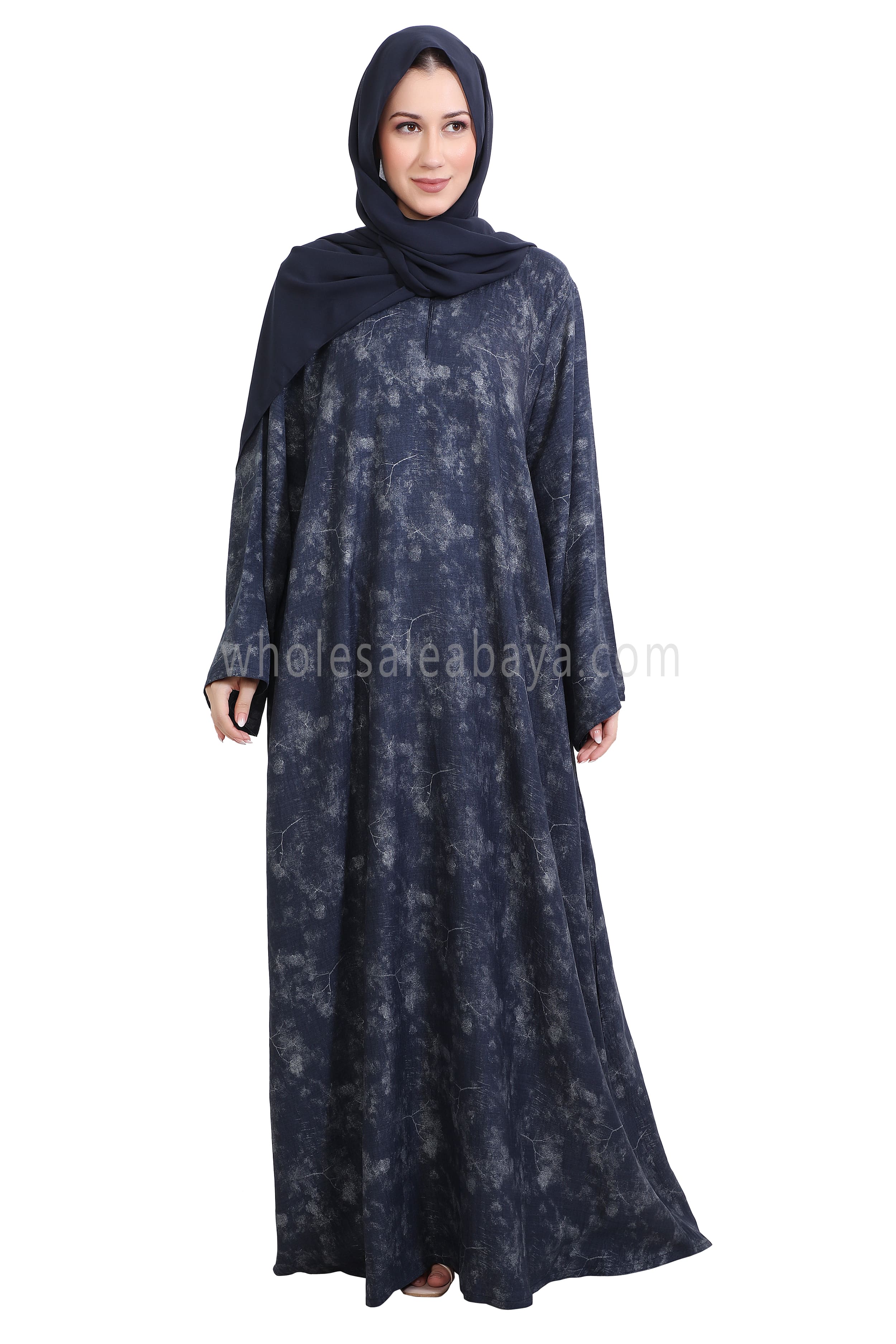 Linen Foil Jacquard Closed Abaya