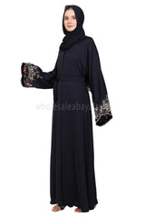 Open Abaya With Embroidered Sleeves