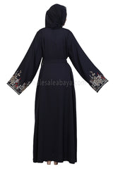 Open Abaya With Embroidered Sleeves