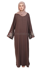 Open Abaya With Embroidered Sleeves