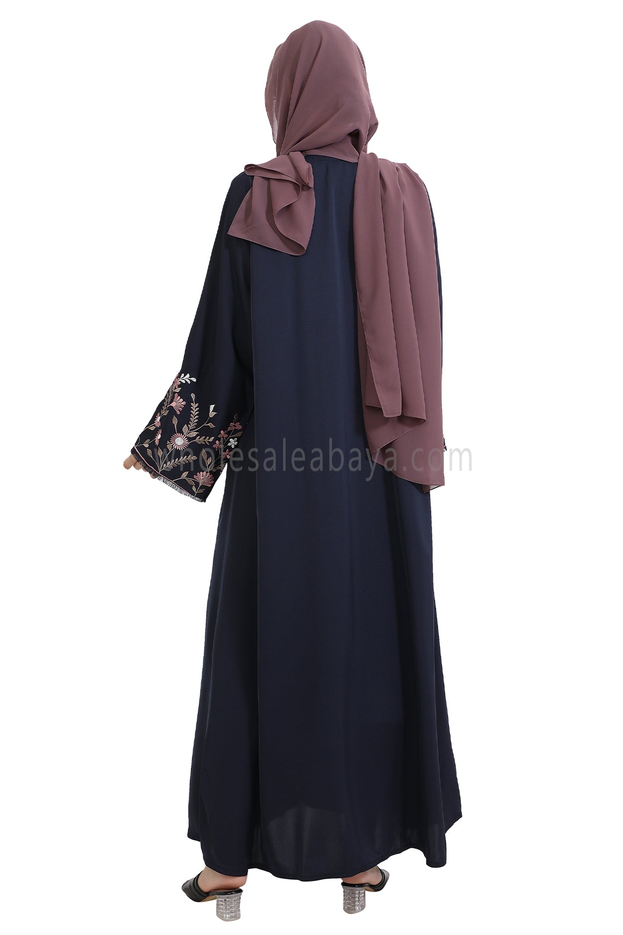Nida Open Abaya With Embroidered Sleeves