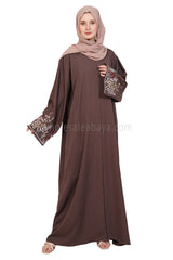 Open Abaya With Embroidered Sleeves