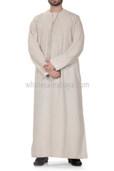 Men's Premium Emirati Thoube  With Zip and Tassel Ivory