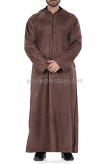 Premium Suede Hooded Thoube Brown