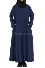 Plain Closed Abaya With  A-Line Straight Cut Navy Blue