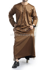 Men's Shiny Omani Thoube with Designer Tassel Copper Brown