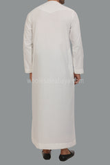 Men's Embroidered Omani Thoube With Tassel 90074  White