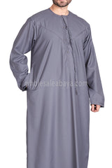 Men's Premium Emirati Thoube  With Buttons & Tassel Aegan Grey