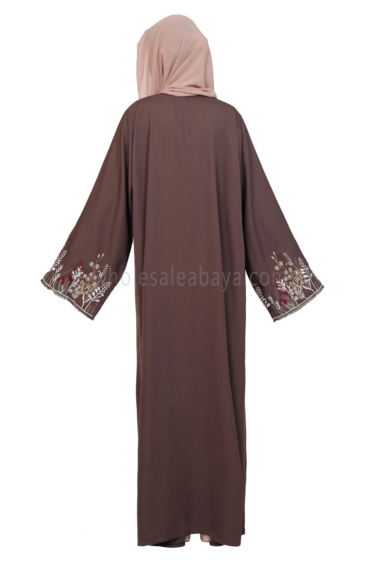 Open Abaya With Embroidered Sleeves