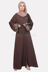 Open Abaya With Embroidered Sleeves