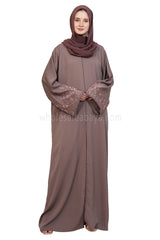 Open Abaya With Embroidered Sleeves 30501