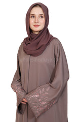Open Abaya With Embroidered Sleeves 30501