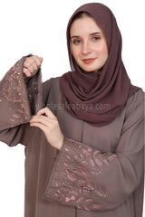 Open Abaya With Embroidered Sleeves 30501
