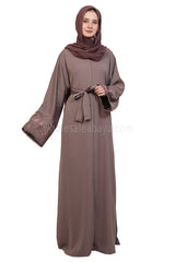 Open Abaya With Embroidered Sleeves 30501