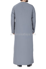 Men's Premium Emirati Thoube  With Zip and Tassel Slate Grey