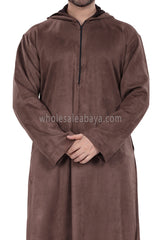 Premium Suede Hooded Thoube Brown
