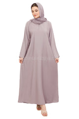 Plain Straight Cut Nida Abaya 30076 Lilac Grey