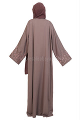 Open Abaya With Embroidered Sleeves 30501