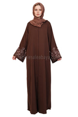 Open Abaya With Embroidered Sleeves 30501
