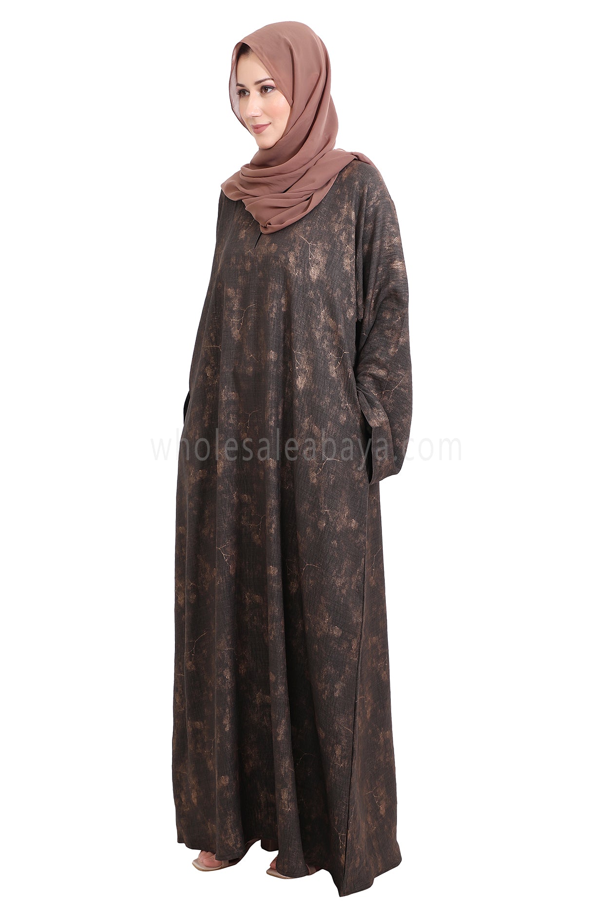 Linen Foil Jacquard Closed Abaya