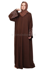 Open Abaya With Embroidered Sleeves 30501