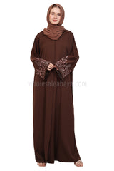 Open Abaya With Embroidered Sleeves 30501
