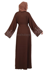 Open Abaya With Embroidered Sleeves 30501