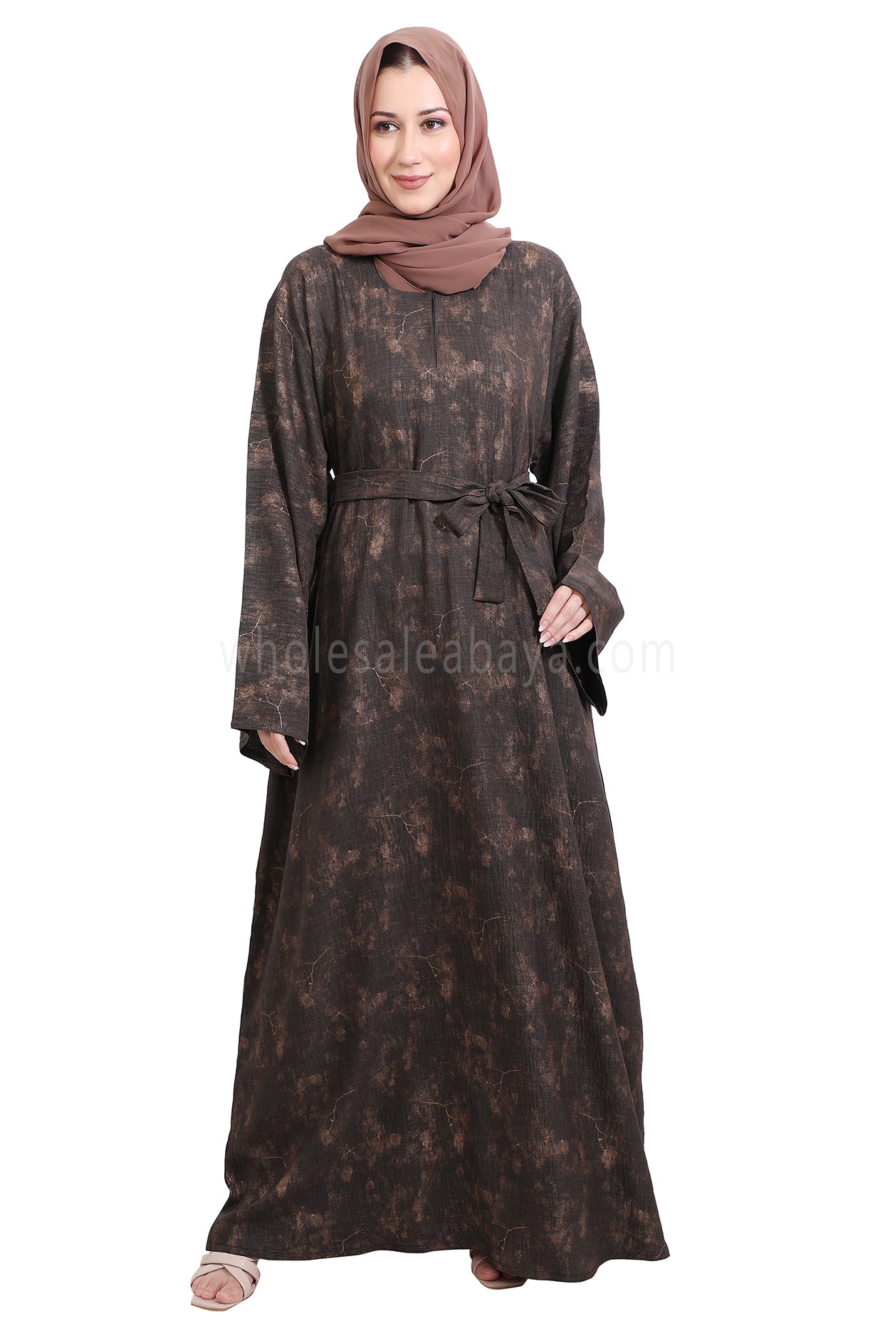 Linen Foil Jacquard Closed Abaya