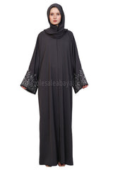 Open Abaya With Embroidered Sleeves 30501