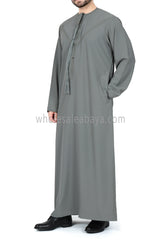 Men's Premium Emirati Thoube  With Buttons & Tassel Mint Grey