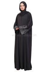 Open Abaya With Embroidered Sleeves 30501