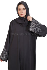Open Abaya With Embroidered Sleeves 30501