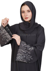Open Abaya With Embroidered Sleeves 30501