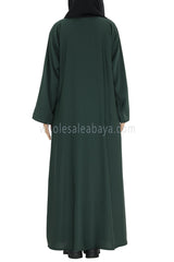 Plain Closed Abaya With  A-Line Straight Cut Emerald Green